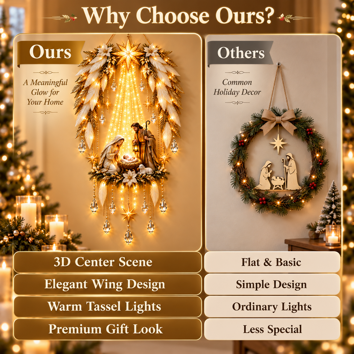 ✨ Heavenly Angel Wings Nativity Light – Lighted Christmas Wall Decor  ✈️