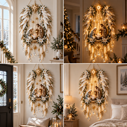 ✨ Heavenly Angel Wings Nativity Light – Lighted Christmas Wall Decor  ✈️