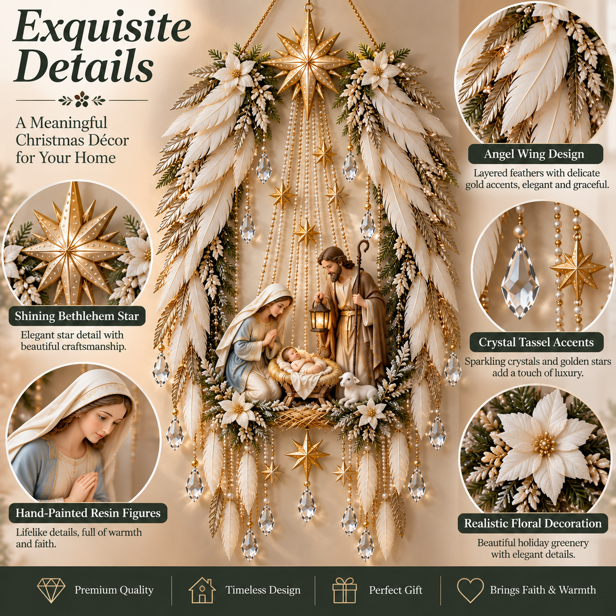 ✨ Heavenly Angel Wings Nativity Light – Lighted Christmas Wall Decor  ✈️