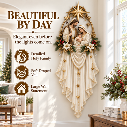 ✨Last Day 49% OFF✝️Holy Family Star Veil Cascade™ – Lighted Nativity Christmas Wall Decor✈️