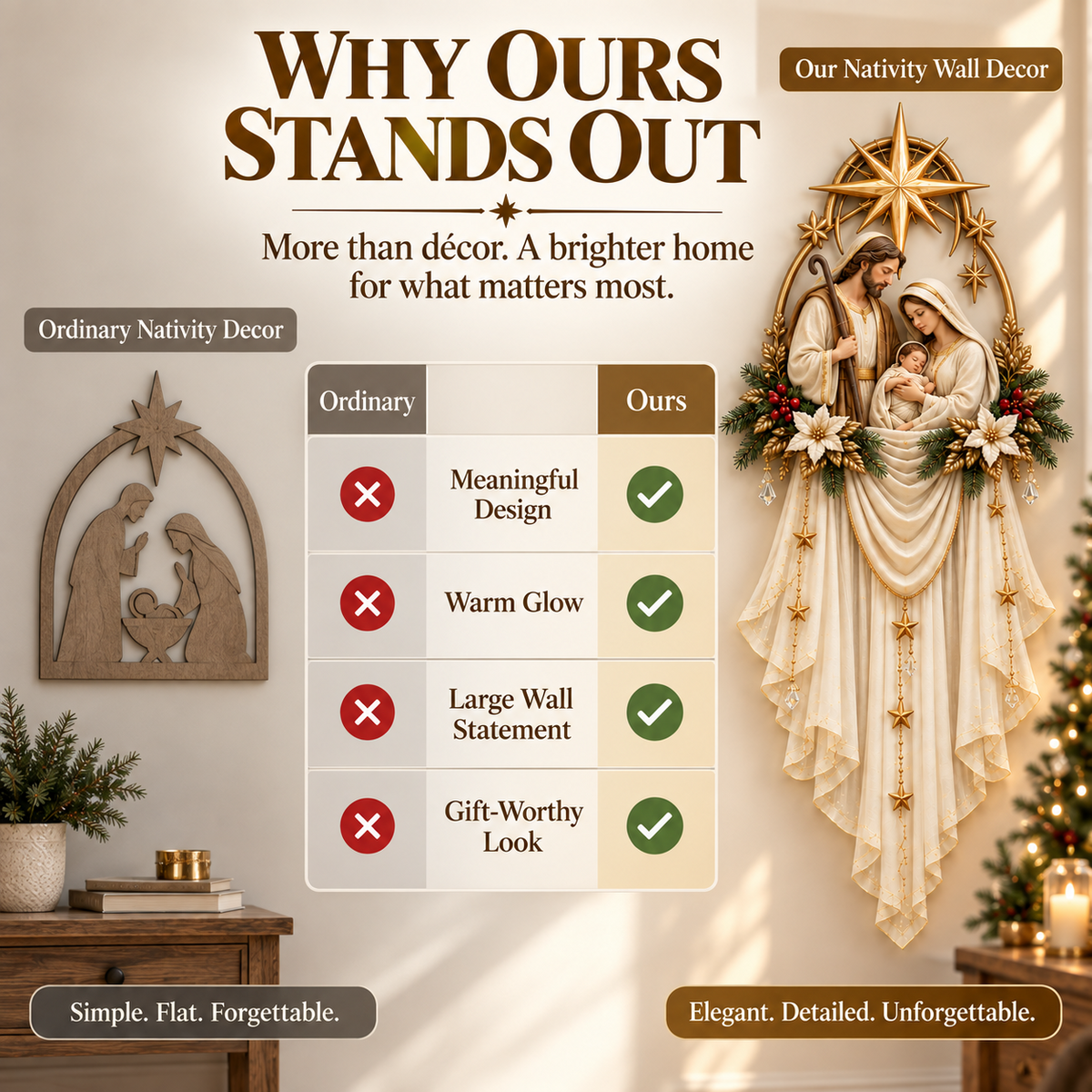 ✨Last Day 49% OFF✝️Holy Family Star Veil Cascade™ – Lighted Nativity Christmas Wall Decor✈️