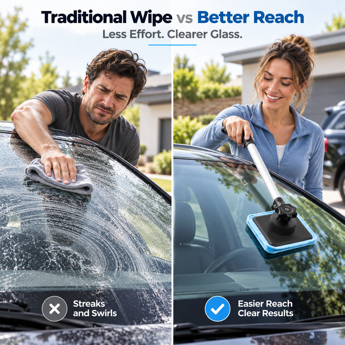 🚗Dual Magnetic Car Windshield Cleaner | Streak-Free Auto Glass Cleaning Kit