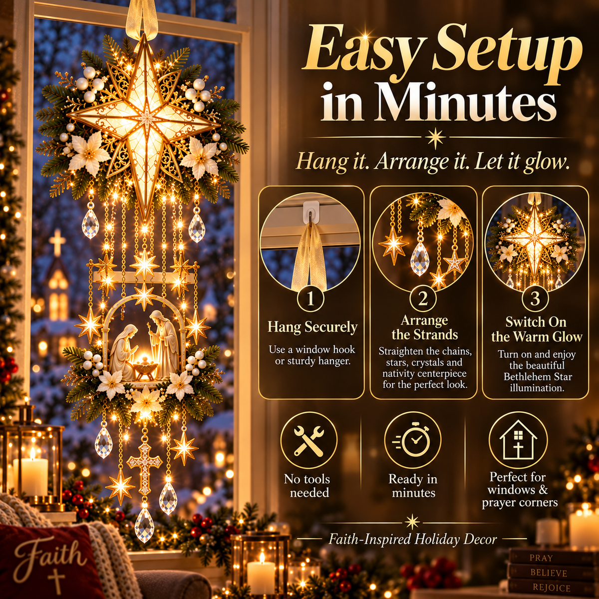 ✨LAST DAY 50% OFF –✨✝️Bethlehem Star Faith Window Light